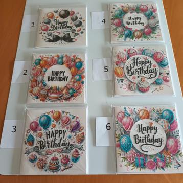 Happy Birthday ballonnen Diamond painting wenskaart  beschikbaar voor biedingen