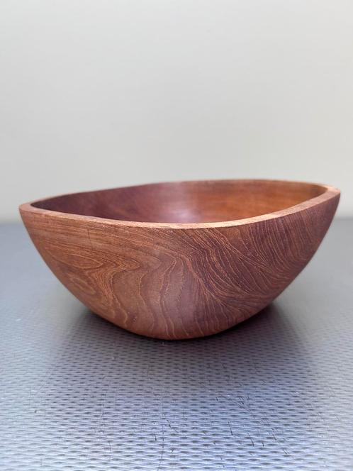 Midcentury modern teakhouten schaal, Huis en Inrichting, Woonaccessoires | Schalen en Manden, Gebruikt, Schaal, Rond, Hout, Ophalen of Verzenden