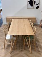 Eiken tafel incl. stoelen 220x90cm, Huis en Inrichting, Tafels | Eettafels, Ophalen, Vijf personen of meer, Rechthoekig, 50 tot 100 cm