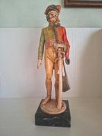 Vintage Italiaans Carrara beeldje/huzarensoldaat/marmer voet, Antiek en Kunst, Kunst | Beelden en Houtsnijwerken, Ophalen of Verzenden