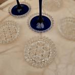 Set van 6 vintage glazen onderzetters – geslepen glas, Verzenden, Zo goed als nieuw, Glas of Kopje
