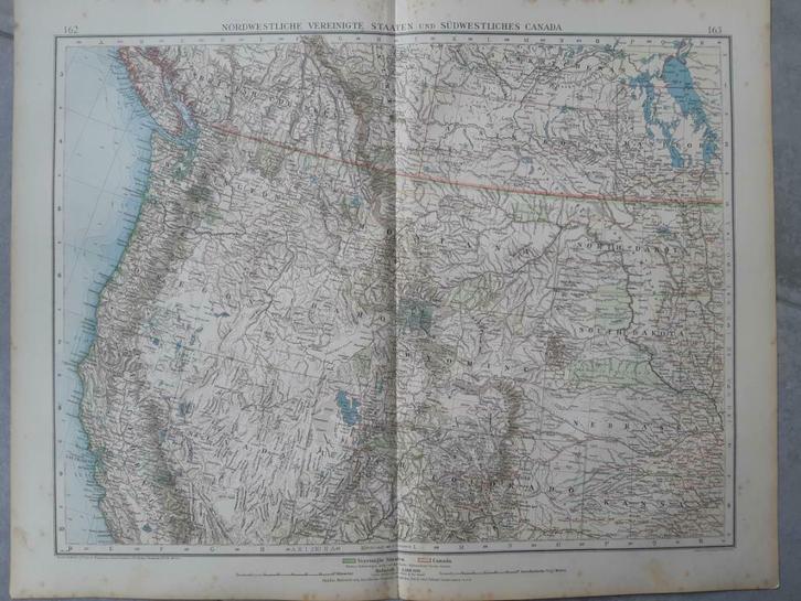 162-163 / Noord West Amerika en Zuid West Canada Litho 1899, Antiek en Kunst, Kunst | Litho's en Zeefdrukken, Ophalen of Verzenden