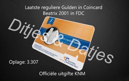 Laatste reguliere gulden in coincard KNM, Postzegels en Munten, Munten | Nederland, 1 gulden, Koningin Beatrix, Ophalen of Verzenden