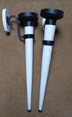 Kandelaars wit hout zwart metaal wandbevestiging @DOC61, 50 tot 75 cm, Wit, Ophalen of Verzenden, Zo goed als nieuw