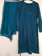 Blauw maat S 3 delige salwar kameez Indiase pak geborduurde, Blauw, Ophalen of Verzenden, Zo goed als nieuw, Maat 36 (S)