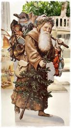 Victoriaanse kerstkaart, gestanst, father Christmas 18 x 10, Orderchamp, Amsterdam, Nieuw, Orderchamp