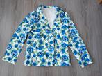Jasje met print van blauwe viooltjes mt S, Kleding | Dames, Blauw, Ophalen of Verzenden, Jasje, Maat 36 (S)