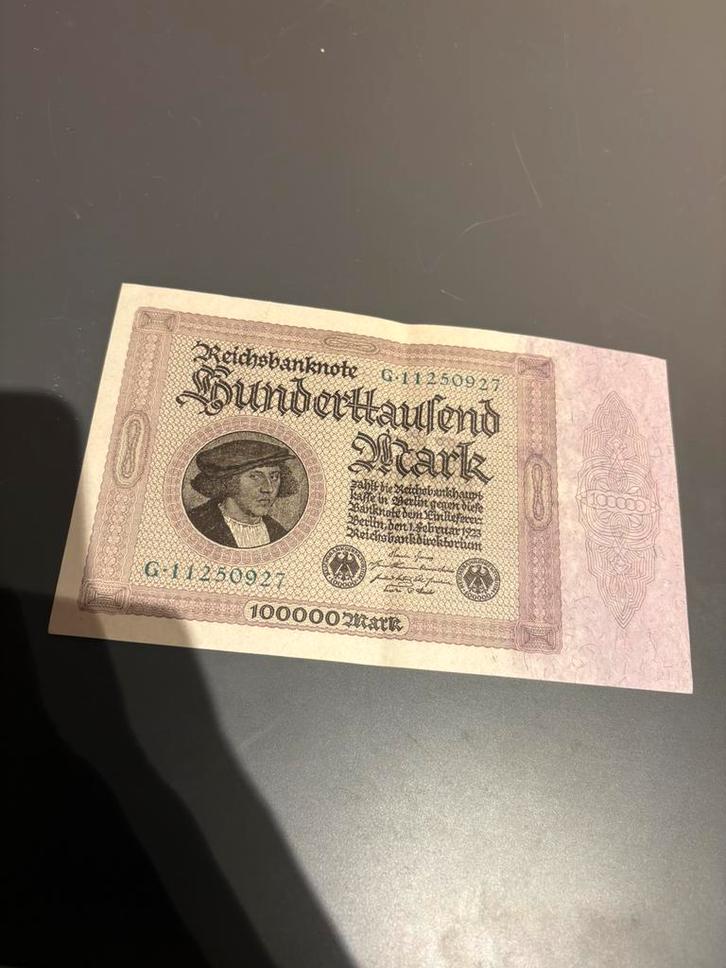 Originele Duitse bankbiljet 100.000 Mark 1923 –Hyperinflatie, Postzegels en Munten, Munten en Bankbiljetten | Verzamelingen, Bankbiljetten