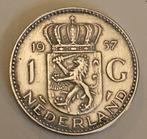 Zilveren gulden 1957 Juliana, Postzegels en Munten, Munten | Nederland, 1 gulden, Koningin Juliana, Zilver, Ophalen of Verzenden