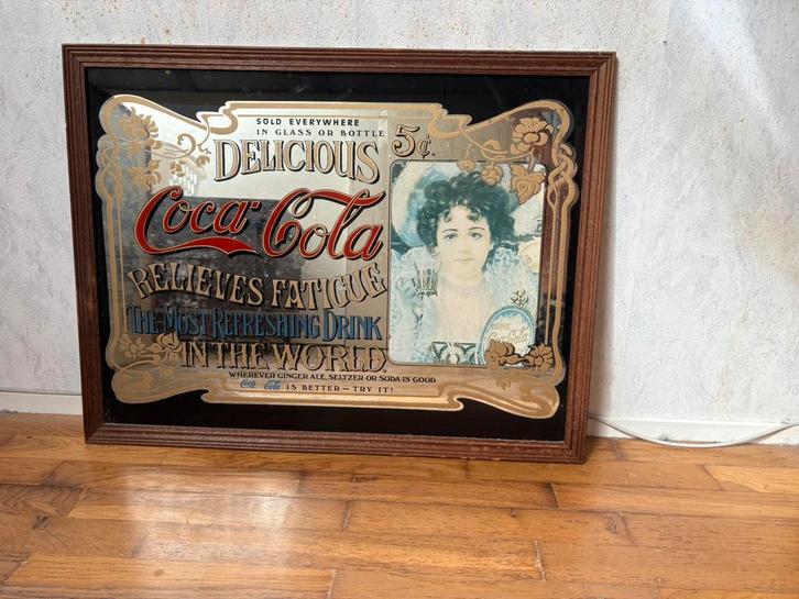 Retro Coca Cola reclamebord spiegel (50x65,6cm), Antiek en Kunst, Antiek | Spiegels, 50 tot 100 cm, Minder dan 100 cm, Rechthoekig