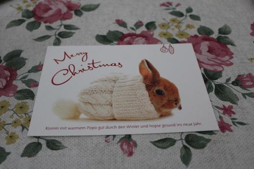 Kerst Postkaart - Baby Konijn kijkt uit Wintermuts Christmas, Verzamelen, Ansichtkaarten | Dieren, Ongelopen, 1980 tot heden, Knaagdier