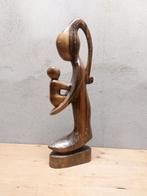 Handgesneden houten beeld – Moeder & kind – 52 cm, Ophalen of Verzenden