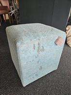 Poef hocker by-boo blauw vintage stof opruiming, Ophalen of Verzenden, Nieuw, Rond, Stof