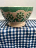 Vintage Aardewerk spoelkom. Groene bloem., Ophalen of Verzenden