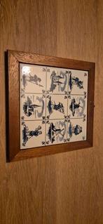 Delfts blauw tegeltableau in houten lijst, Ophalen of Verzenden