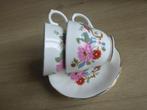 2 kop en schotels, springfield, bone china, engeland., Ophalen of Verzenden, Zo goed als nieuw, Overige stijlen, Kop(pen) en/of Schotel(s)