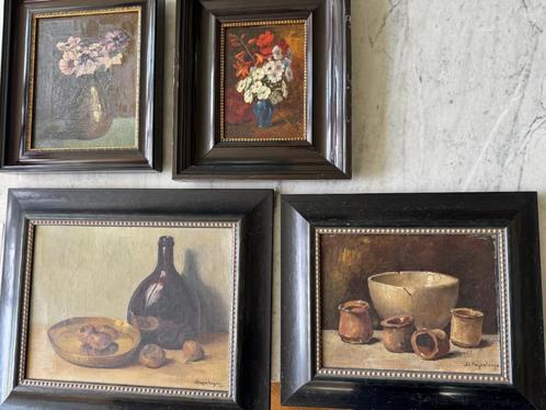 Leuke collectie van vier stillevens, Antiek en Kunst, Kunst | Schilderijen | Klassiek, Ophalen of Verzenden