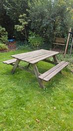 Houten Picknicktafel - Gebruikt, Tuin en Terras, Ophalen, Gebruikt, Rechthoekig, Hout