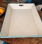Grote antieke mangelbak licht blauw en wit, Antiek en Kunst, Curiosa en Brocante, Ophalen
