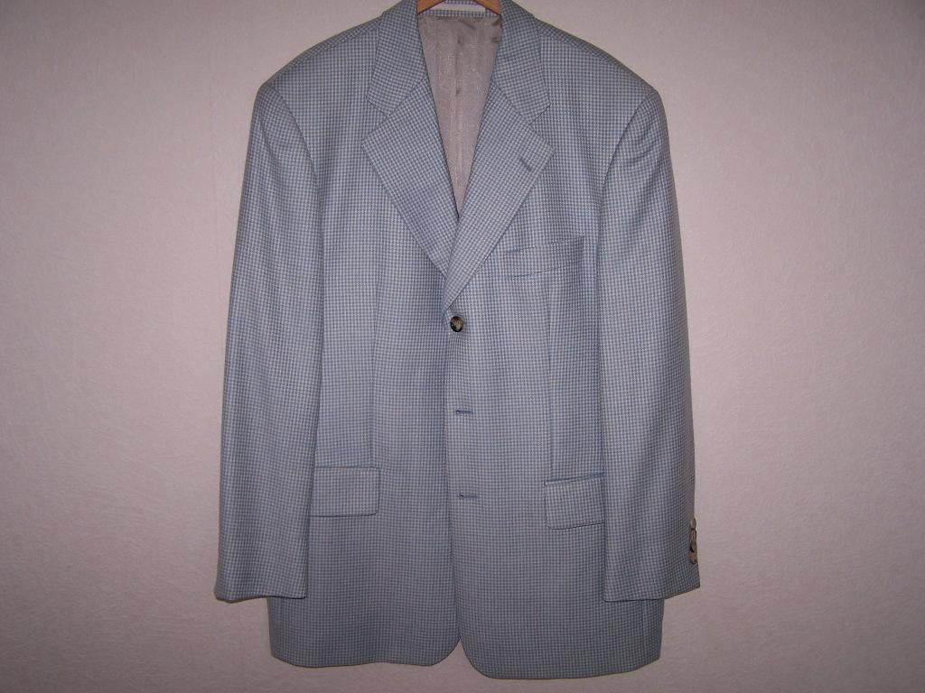 Maat : 48.  Heren Colbert Jasje  geblokt. Blauw/wit, Lex Bruggeman, Blauw, Maat 46/48 (XL) of groter, Ophalen of Verzenden