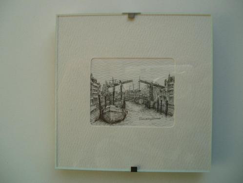 Ets van de Damiatebrug in Dordrecht, Antiek en Kunst, Kunst | Etsen en Gravures, Ophalen