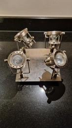 Industriële Plafondspot met Vier Lampen, Ophalen, Halogeen, Gebruikt, Metaal of Aluminium