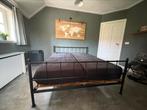 Vintage  tweepersoonsbed met  verstelbare lattenbodems, Zwart, Vintage, Tweepersoons, Ophalen of Verzenden