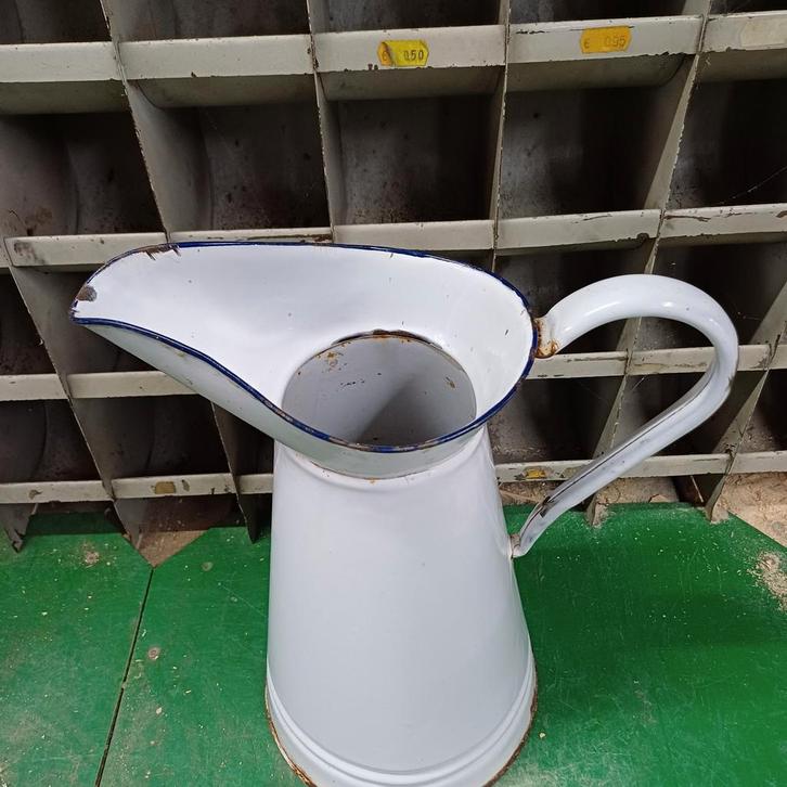 Emaille witte water kan ( keukengerei ), Antiek en Kunst, Antiek | Emaille, Ophalen
