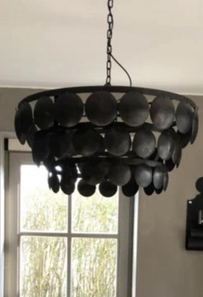 Originele schijfjeslamp zwart 60 cm nu 75 euro!!, Huis en Inrichting, Lampen | Hanglampen, Zo goed als nieuw, Minder dan 50 cm
