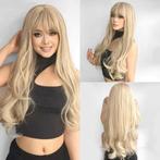 Pruik lang blond haar met rechte pony model Brenda, Nieuw, Pruik of Haarverlenging, Verzenden