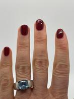 Z519 Prachtige zilveren aquamarijn ring maat 19, Sieraden, Tassen en Uiterlijk, Ringen, 19 tot 20, Ophalen of Verzenden, Zo goed als nieuw