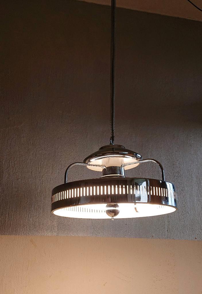 Chrome retro lamp, zeer uniek exemplaar, zeldzame hanglamp, Huis en Inrichting, Lampen | Hanglampen, Zo goed als nieuw, Minder dan 50 cm