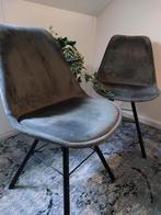 2 velvet mosgroene stoelen., Huis en Inrichting, Stoelen, Ophalen, Gebruikt, Twee
