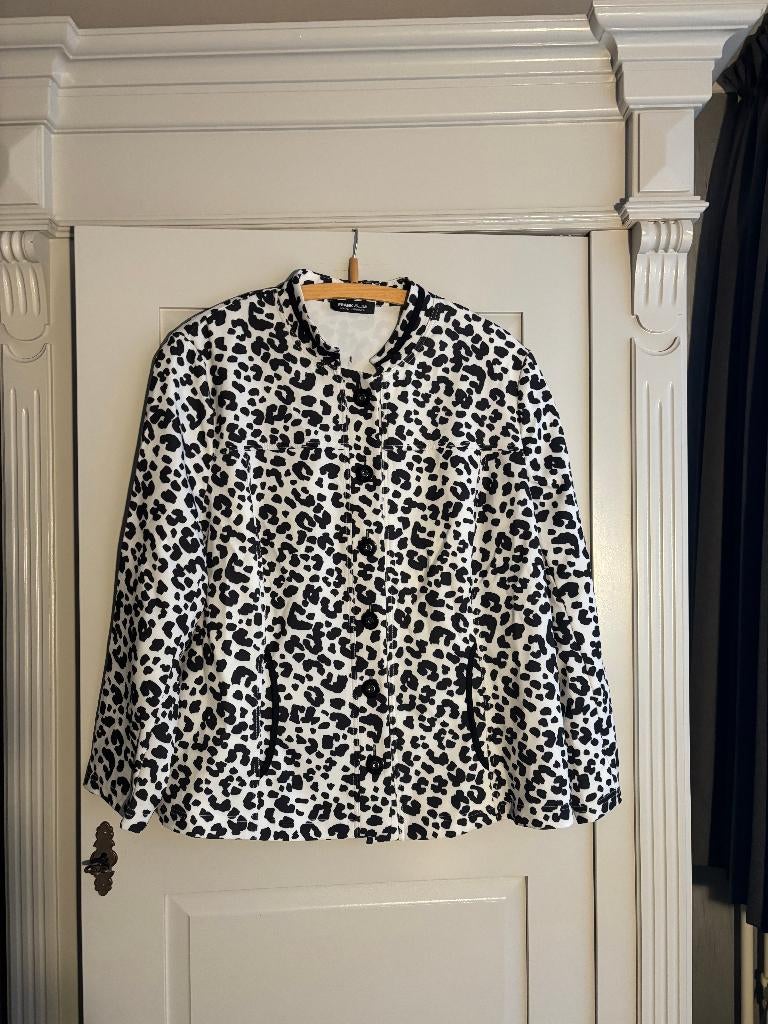 Jasje Frank Walder maat 46 panterprint, Kleding | Dames, Jasjes, Kostuums en Pakken, Verzenden, Beige, Maat 46/48 (XL) of groter