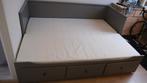 HEMNES Bedbank 3 lades, grijs, 80x200 cm (incl. 2 matrassen), Ophalen, Tweepersoons, Zo goed als nieuw, 80 cm