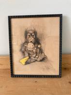 Oude tekening Theo Dijkwel in lijst G.C.T. van Dorp & Co. st, Antiek en Kunst, Ophalen of Verzenden