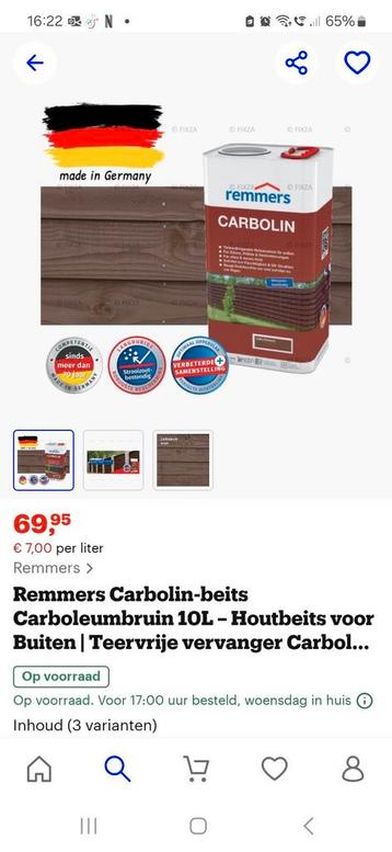 Remmers Carbolin Carboleumbruin 10L Houtbeits Buiten beschikbaar voor biedingen