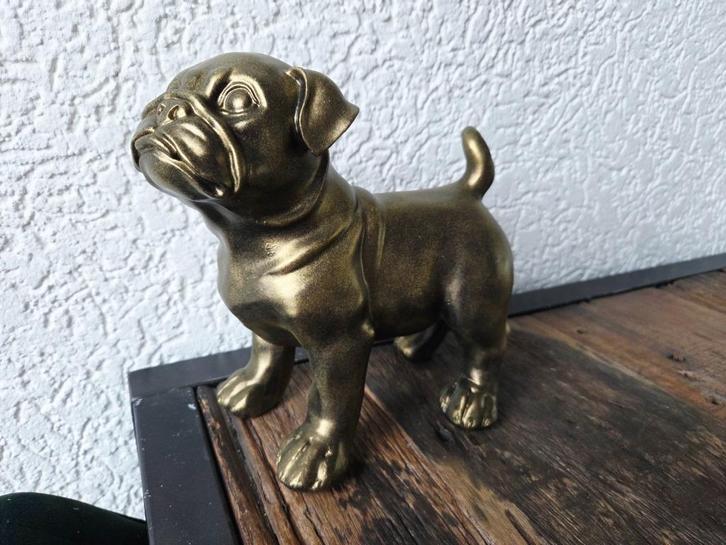 Handbewerkt mopshond Beeld Inca Goud, Huis en Inrichting, Woonaccessoires | Overige, Nieuw, Ophalen of Verzenden