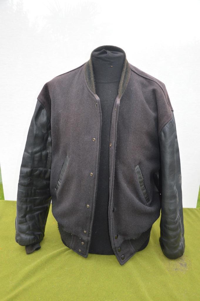 Origineel Amerikaans baseball jack, wol met leren mouwen, Kleding | Heren, Jassen | Winter, Gedragen, Maat 52/54 (L), Zwart, Ophalen of Verzenden