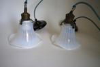 2x vintage antiek hanglamp blauw opaal glas murano stijl rok, Antiek en Kunst, Antiek | Lampen, Ophalen of Verzenden