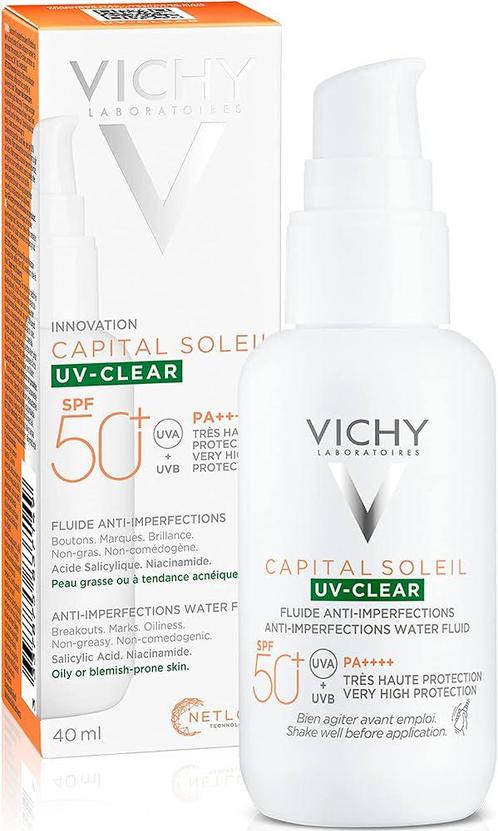 Vichy Capital Soleil UV-Clear SPF50+ 40 ml***, Sieraden, Tassen en Uiterlijk, Uiterlijk | Gezichtsverzorging, Nieuw, Verzorging