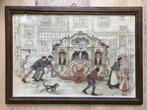 Anton Pieck prent straatorgel, Gebruikt, Ophalen of Verzenden, 1940 tot 1960, Prent