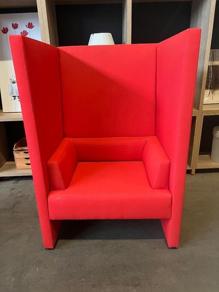 Belstoel/ wachtbank/ wachtkamerbank /telefoonstoel, 4 stuks, Huis en Inrichting, Stoelen, Gebruikt, Vier, Stof, Rood, Verzenden