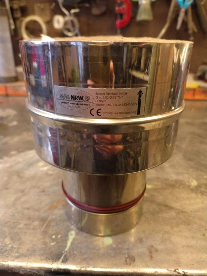 RVS Kachelpijp Verloop 100/150mm, Doe-het-zelf en Verbouw, Verwarming en Radiatoren, Gebruikt, Kachel, Ophalen of Verzenden