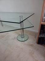 Dexter Salontafel L vorm wiel chroom dubbel blad TV-TAFEL, Ophalen, 100 tot 150 cm, Zo goed als nieuw, Minder dan 50 cm