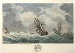Gravure Nederlandse oorlogsvloot in de storm, 3 febr. 1784, Antiek en Kunst, Kunst | Etsen en Gravures, Ophalen of Verzenden