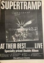 Paginagrote A3 advertentie SUPERTRAMP Paris release, Ophalen of Verzenden