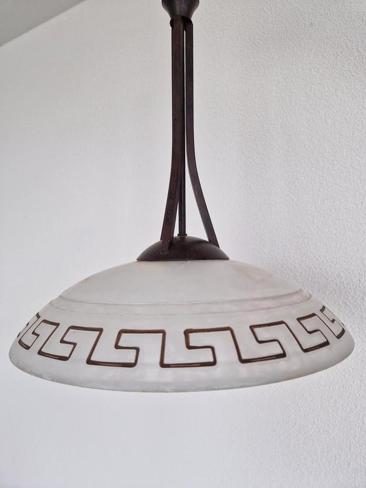 Hanglamp, Huis en Inrichting, Lampen | Hanglampen, Zo goed als nieuw, 50 tot 75 cm, Glas, Metaal, Ophalen of Verzenden