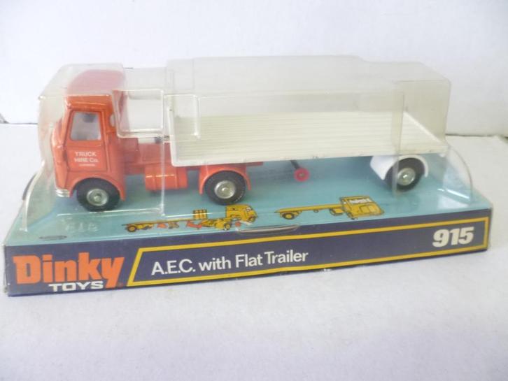 Dinky Toys 915 A.E.C. with Flat Trailer vrachtauto 1:43 mode, Hobby en Vrije tijd, Modelauto's | 1:43, Zo goed als nieuw, Auto