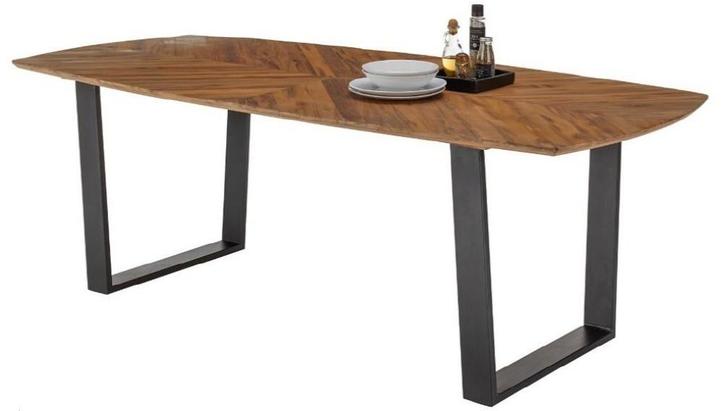 Houten Eetkamertafel 220x100cm Visgraat Deens ovaal, Huis en Inrichting, Tafels | Eettafels, Nieuw, 50 tot 100 cm, 200 cm of meer